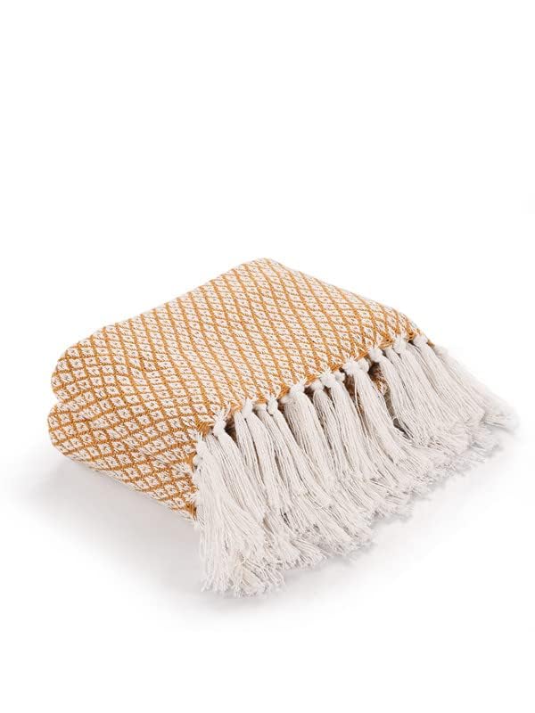 SASHAA WORLD Soft Throw Blanket | Used Both Indoor and Outdoor |Blanket for Living Room, Sofa, Bed & Chair | Beige Throw Blanket| Pack of 1, 160 x130 cm| Cotton| Reversible - Image 5