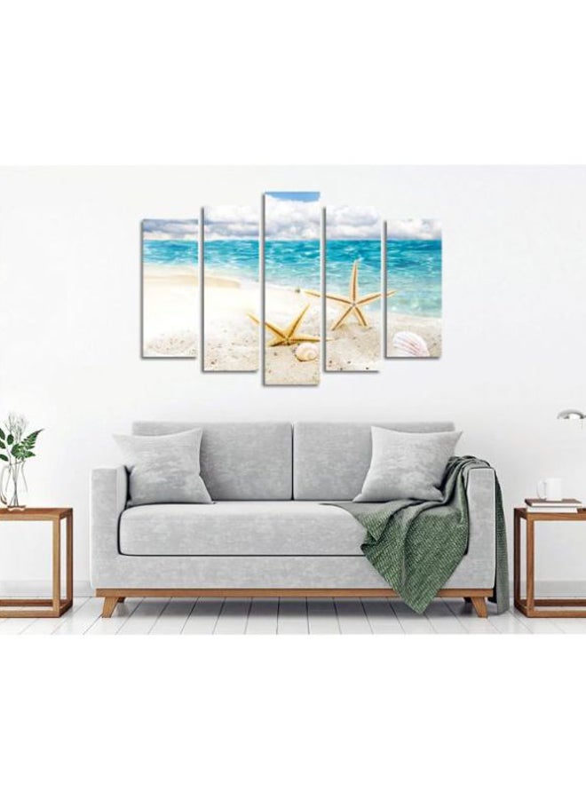 5-Piece Beach Themed Canvas Wall Painting Set Blue/Beige/White 105x70cm