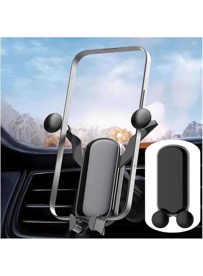 S-TOP Car Phone Holder, One-Handed Operation Gravity Lock, Metal Hook Air Vent Mount, Universal for Smartphones 4.0-7.2 inches, Black - Image 1