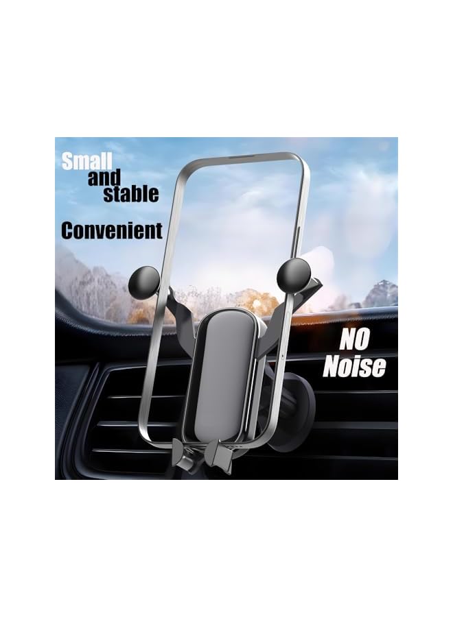 S-TOP Car Phone Holder, One-Handed Operation Gravity Lock, Metal Hook Air Vent Mount, Universal for Smartphones 4.0-7.2 inches, Black - Image 2