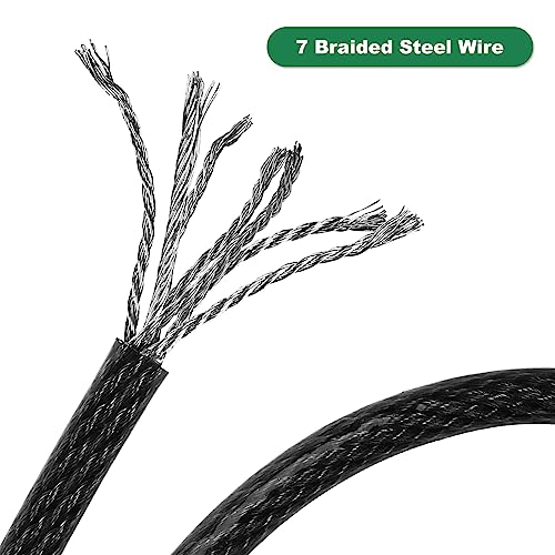 DAOSEC 10 ft x 1/2" Heavy Duty Cut-Proof Security Cable | Flexible Vinyl-Coated Braided Steel with Looped Ends | Weatherproof Anti-Theft Locking Cable for Bikes, Gates, Kayaking & Outdoor Equipment - Image 4