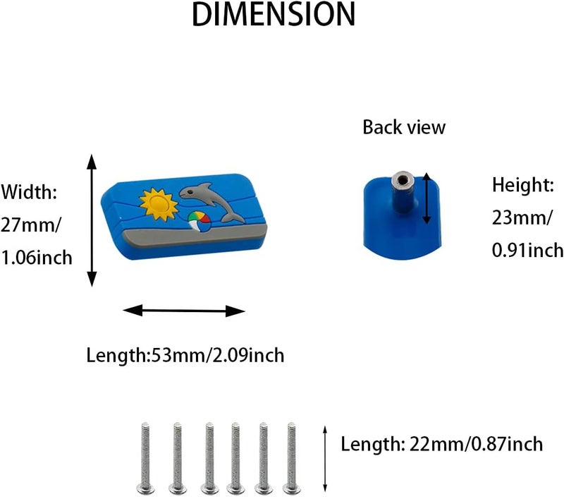 Skyscraper Soft Rubber Cartoon Shape Knobs for Kids Girls Boys Cabinet Handle pulls Drawer Knobs for Kids Room Cabinets Closets Toy Organizer Box Bookcase 6pcs/Set (Shark) - Image 2