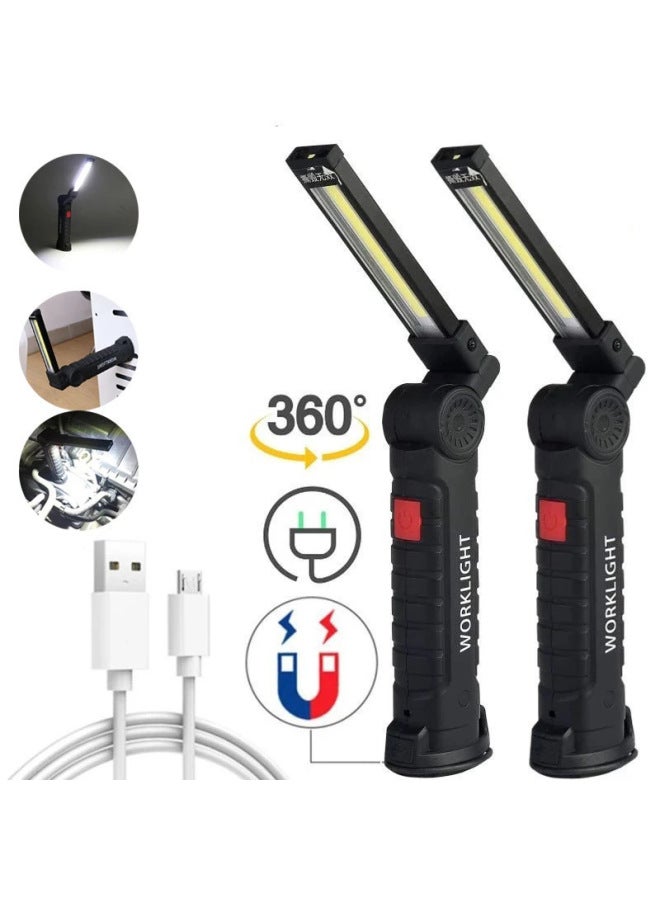 Loquat Led Work Light Folding Charging Cob Multifunctional Magnet Tent Light Outdoor Flashlight Car Maintenance Light Repair-Color:W52 Large Size Set Of Two - Image 2
