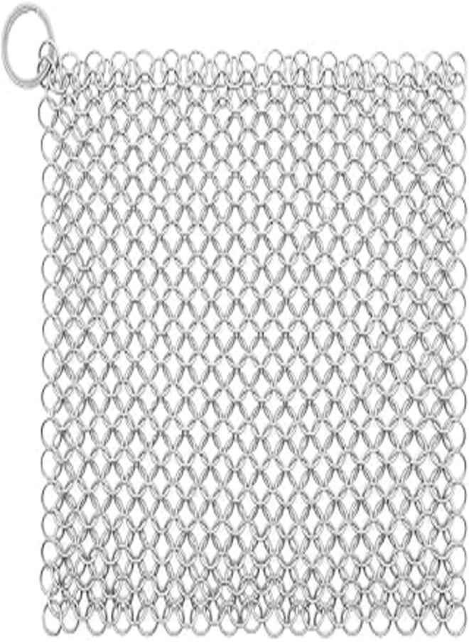 Bastex - Bastex Stainless Steel Chainmail Scrubber Cast-Iron Skillet Cleaner (7"x7") (Silver) - Image 1