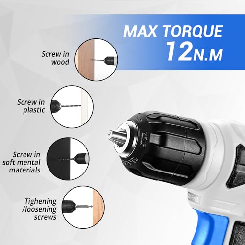 DEKOPRO Drill Set: Tool Set with 8V Blue Cordless Drill, Home Tool Kit with Drill, Hand Tool Kits for Men & Women 126 Piece - Image 5