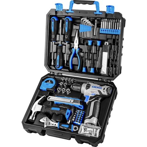 DEKOPRO Drill Set: Tool Set with 8V Blue Cordless Drill, Home Tool Kit with Drill, Hand Tool Kits for Men & Women 126 Piece - Image 1
