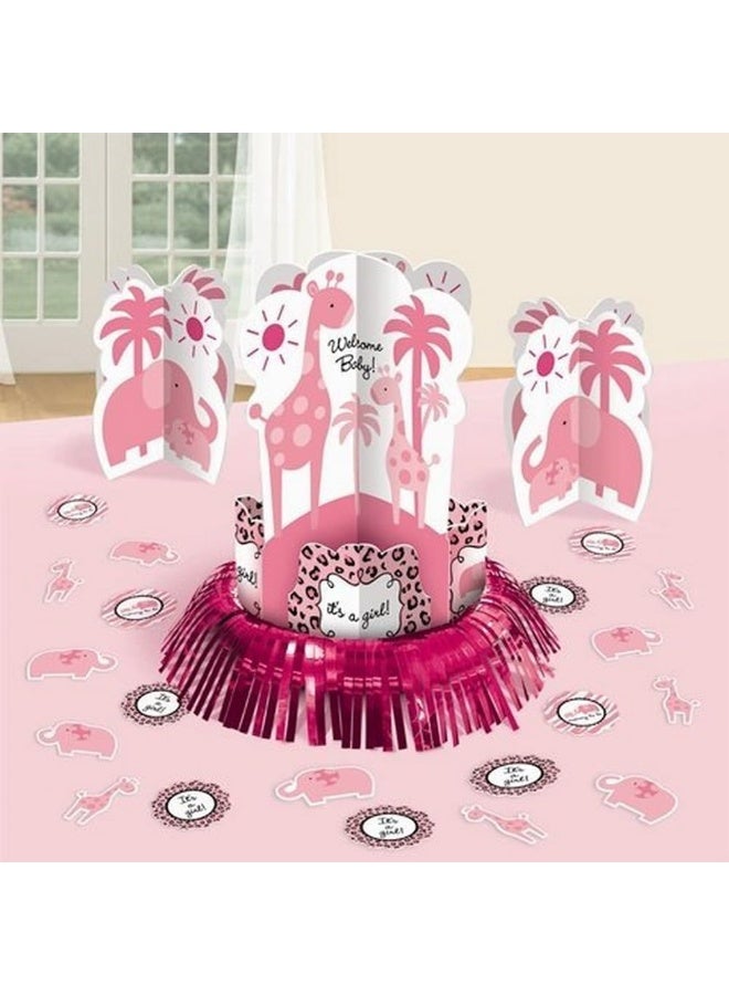 Amscan Sweet Safari Girl Baby Table Decorating Kit 23pcs