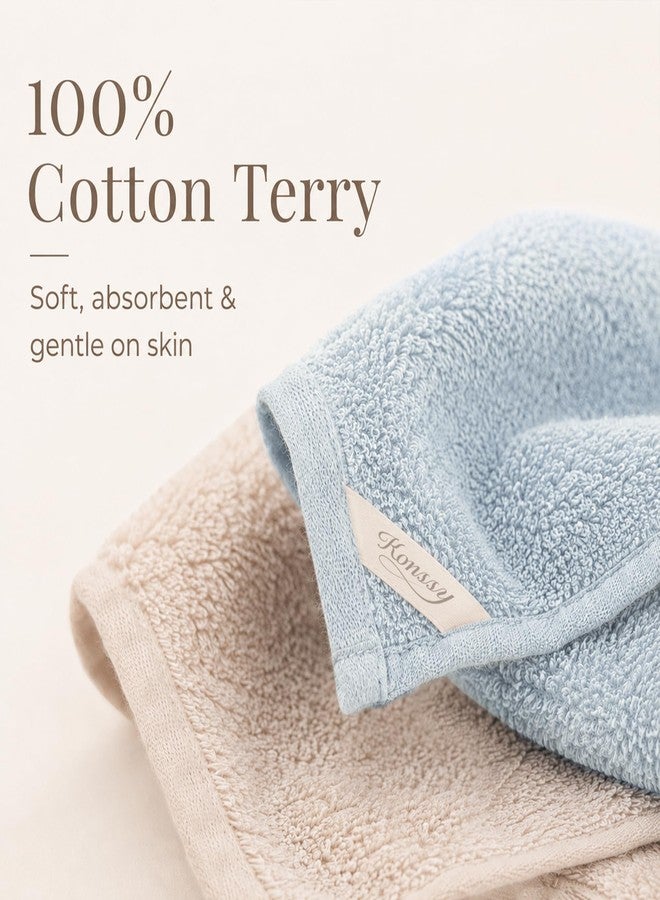 Konssy 100% Cotton Terry Face Wash Cloths, 12x12 inch Soft & Absorbent Terry Face Cloths for Face Washing & Makeup Removal, 6 Pack Assorted Colors Washcloths with Hanging Loop - Image 2