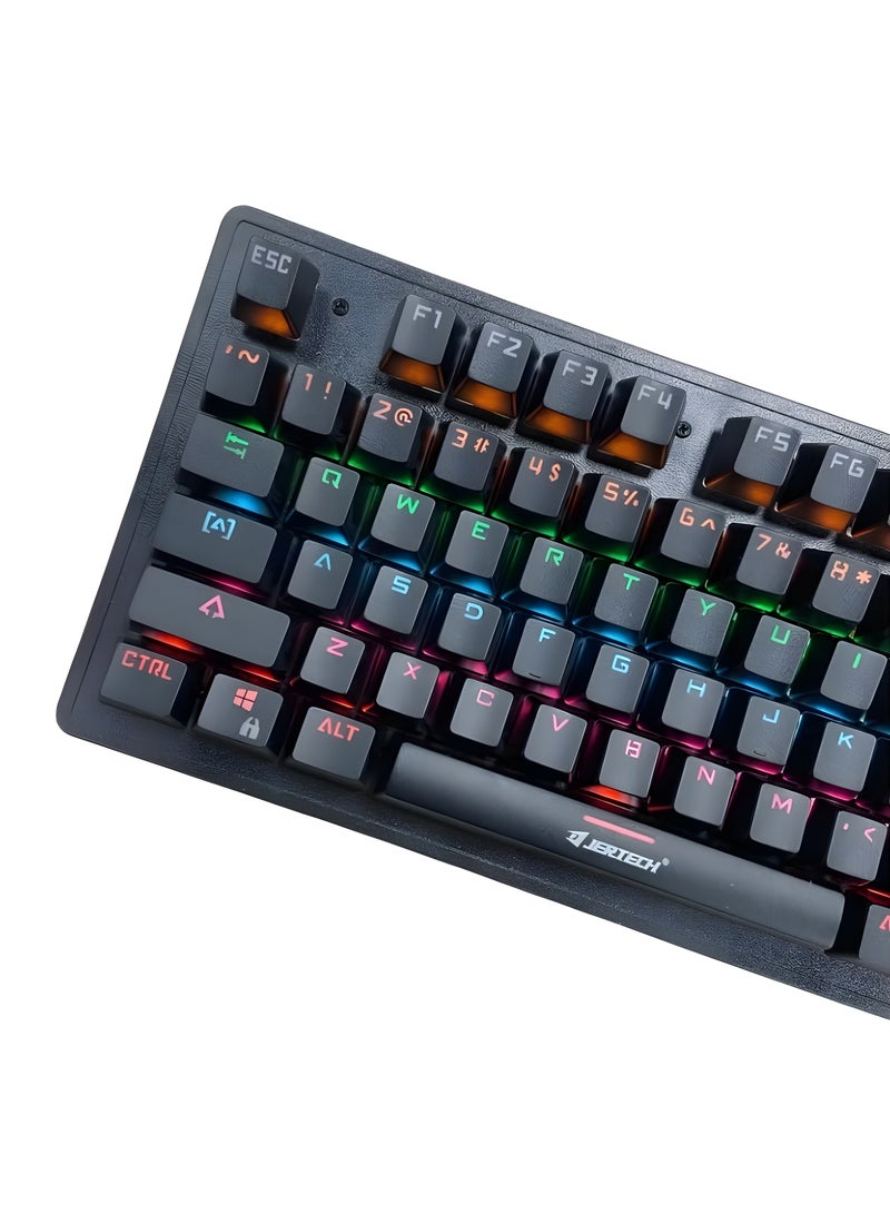جيرتك لوحة مفاتيح ميكانيكية كاملة الحجم للألعاب - جيرتك JK520- مفاتيح ميكانيكية زرقاء - إضاءة RGB - تصميم مقاوم للماء-اسود - Image 4