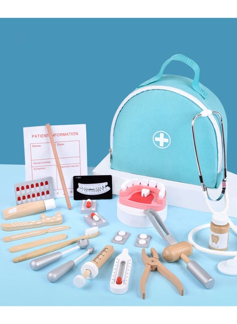 طقم أدوات طبيب للأطفال مع سماعة الطبيب مع سماعة الطبيب مجموعة ألعاب التظاهر باللعب الطبية مجموعة ألعاب طبيب الأسنان للأطفال (أزرق)