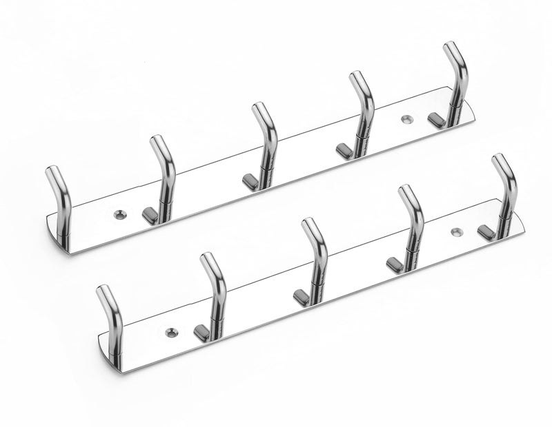 iSTAR Stainless Steel 5 Pin Bathroom Cloth Hooks Hanger Door Wall Bedroom Bathroom Robe Hooks Rail for Hanging Keys,Clothes,Towel Steel Hook (Silver) (Pack of 2) - Image 1