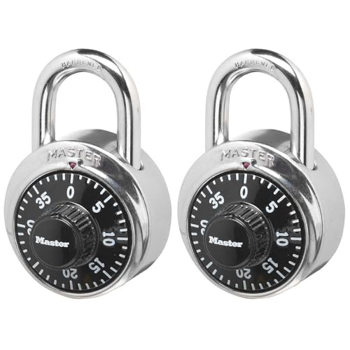 Master Lock Master Lock Black Gym Locker Lock Combination Padlock Indoor Combo Lock with Preset 3Digit Code for Cabinets Storage 2 Pack 1500T