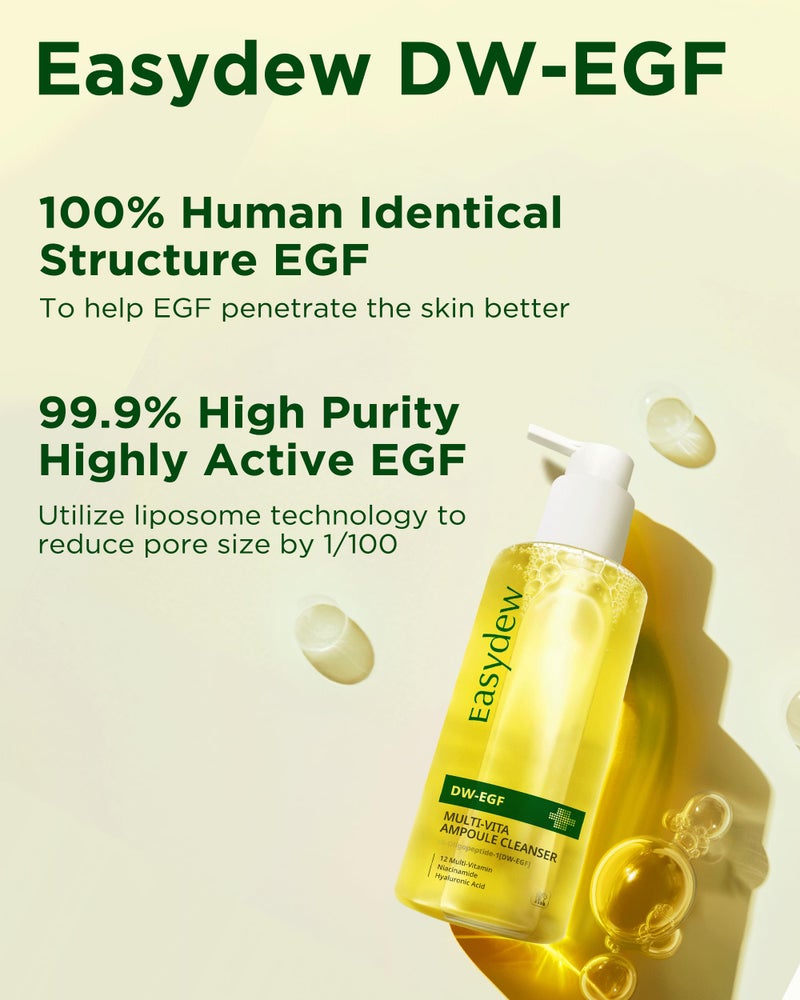 EASYDEW DW-EGF Multi Vita Ampoule Cleanser â€“ Hypoallergenic Face Wash for Sensitive Skin with High-Concentration EGF Peptide, Multi-Vitamins and Hyaluronic Acid - Ampoule to Bubble Foam, 6.76 fl.oz. - Image 5