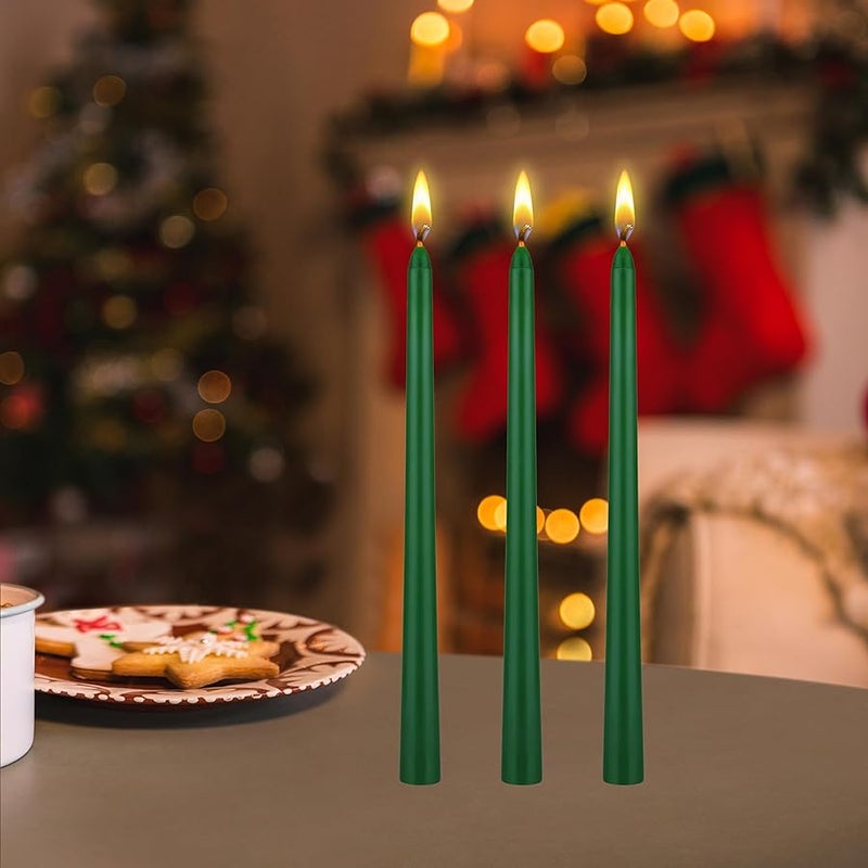 Mega Candles - Unscented 10 Taper Candles - Green and Red, Set of 6 - Image 4