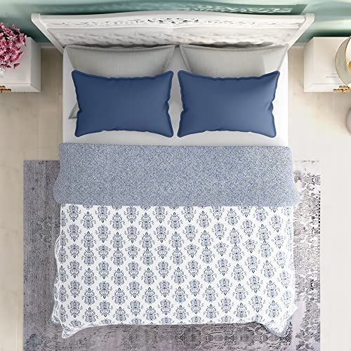 Wakefit Dohar Double Bed | 100% Cotton Blanket for Double Size Bed, Quilt | 110 GSM | Reverisible AC Blanket | 90x82 Inches - Susane Blue - Image 4