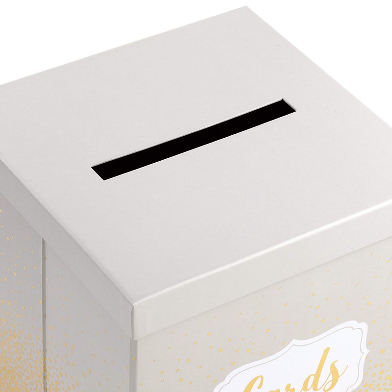 Hallmark 10" Elegant Card Receiving Box (Pearl and Gold Dots) for Weddings, Graduations, Retirements, Birthdays, Open Houses, Anniversaries - Image 5
