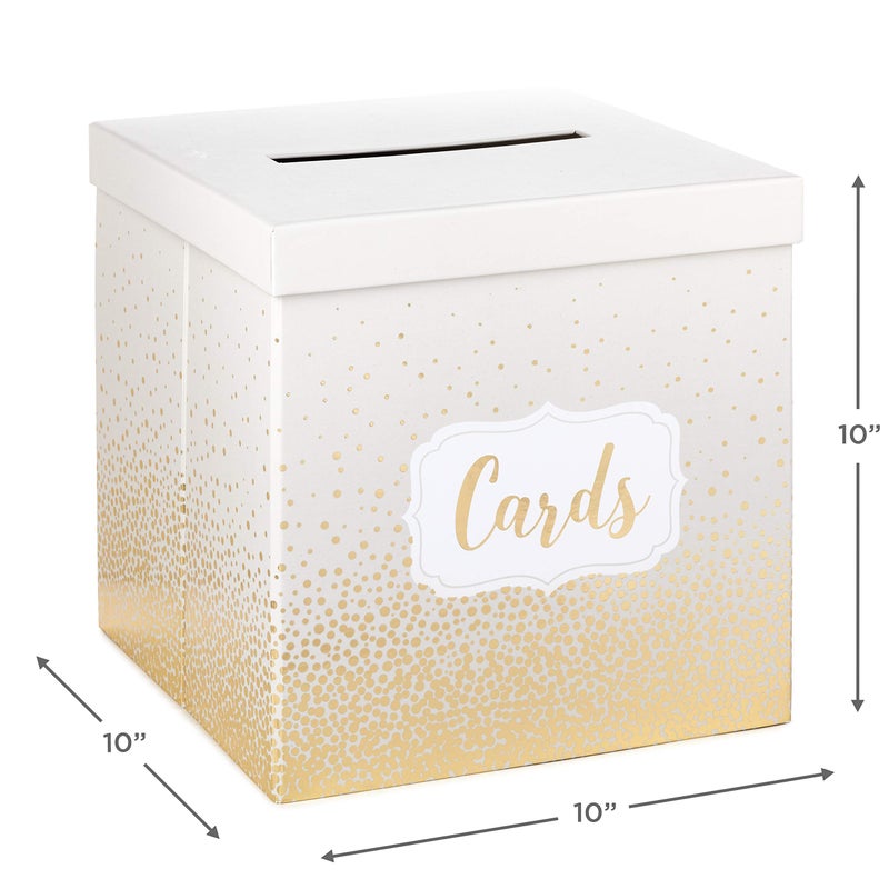 Hallmark 10" Elegant Card Receiving Box (Pearl and Gold Dots) for Weddings, Graduations, Retirements, Birthdays, Open Houses, Anniversaries - Image 3