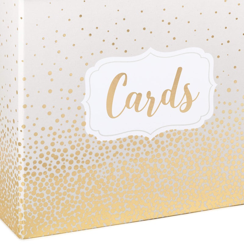 Hallmark 10" Elegant Card Receiving Box (Pearl and Gold Dots) for Weddings, Graduations, Retirements, Birthdays, Open Houses, Anniversaries - Image 4