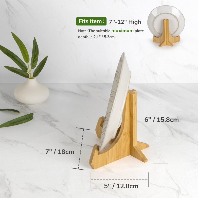 ANBOXIT Plate Stands for Display, 6 Inch Plate Holders for Displaying, Bamboo Picture Frame Holder for Tables, Tabletop Easels, Decorative Stand for Platter, Dish, Book, Photo and Plaque (1 Pack) - Image 3
