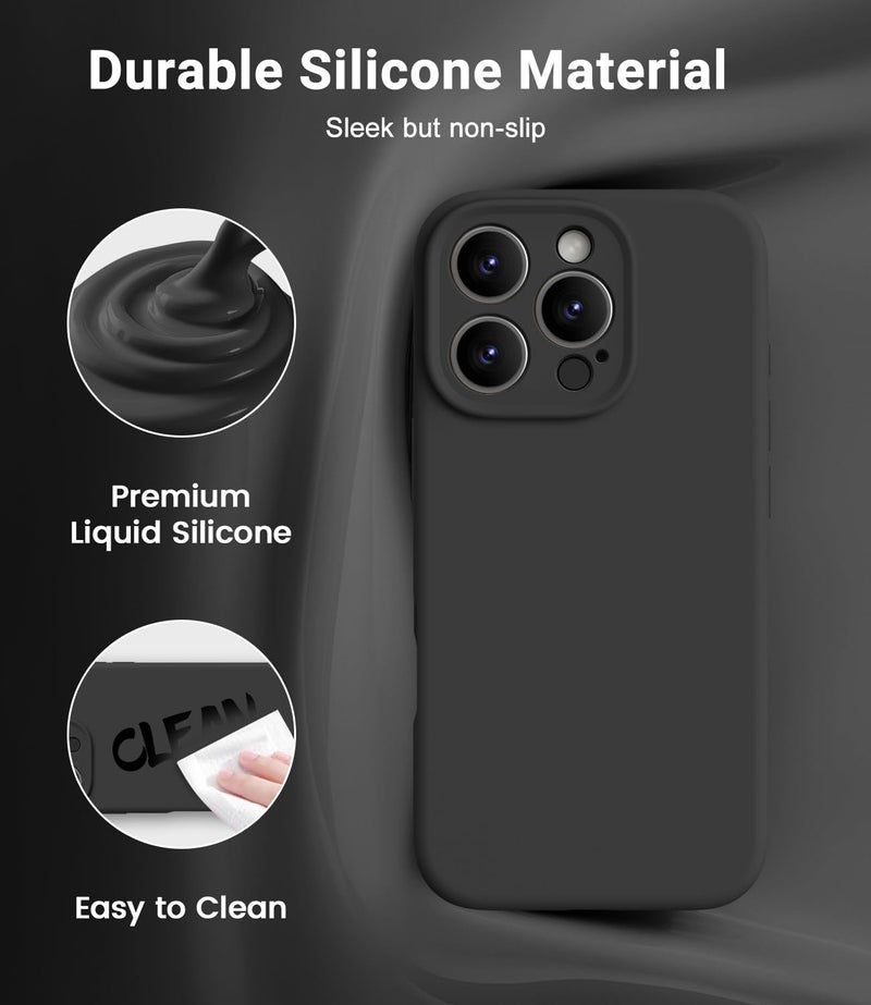 OTOFLY Magnetic for iPhone 16 Pro Max Case,Compatible with Magsafe,Classic Liquid Silicone Mobile Phone Case,Integrated Camera Control Button,Anti-Scratch Microfiber Lining, Black - Image 3