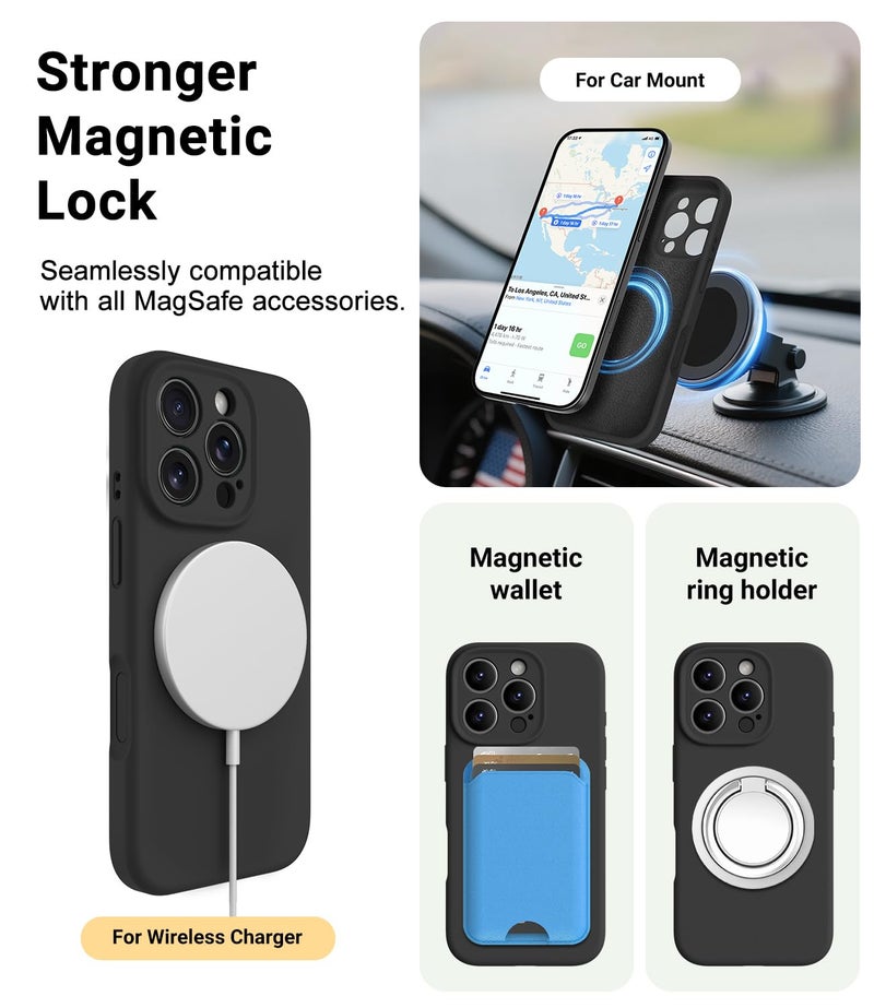 OTOFLY Magnetic for iPhone 16 Pro Max Case,Compatible with Magsafe,Classic Liquid Silicone Mobile Phone Case,Integrated Camera Control Button,Anti-Scratch Microfiber Lining, Black - Image 5