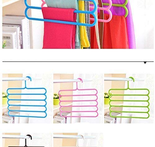 Inditradition 5 Layer Pant Cloth Hanger, Wardrobe Hanger | Space Saving Multi-Layer Design, Assorted Colour, Plastic (Pack of 10) - Image 3
