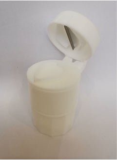 Medication tablet container with cutter and grinder