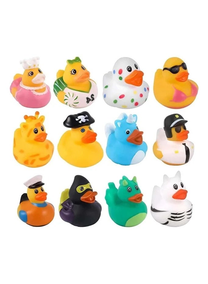 12 Pcs Rubber Ducks, Rubber Bath Duck Toys, Rubber Duck, Cute Bath Ducky Toys for Kids Baby Showers