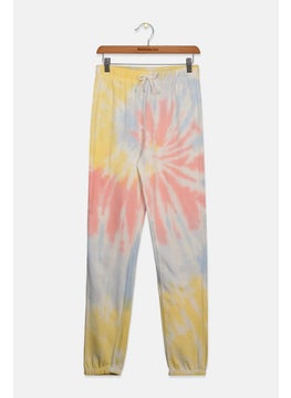 Kids Girl Tie Dye Jogger Pants, Pink and Yellow Combo