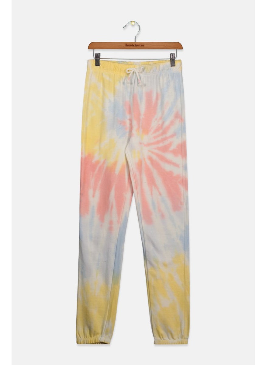 Imperial Star - Kids Girl Tie Dye Jogger Pants, Pink and Yellow Combo - Image 1