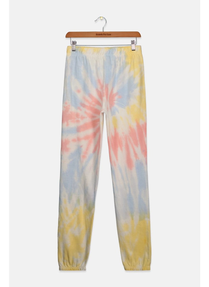Imperial Star - Kids Girl Tie Dye Jogger Pants, Pink and Yellow Combo - Image 1