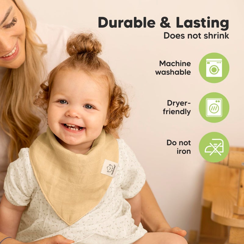 KeaBabies 8-Pack Muslin Baby Bibs for Boys, Girls - Muslin Bandana Drool Bibs for Baby Girl & Boy, Drooling Newborn, Teething Toddler, Infant 0-36 Months, 100% Cotton Extra Absorbent & Soft (Primeval) - Image 5