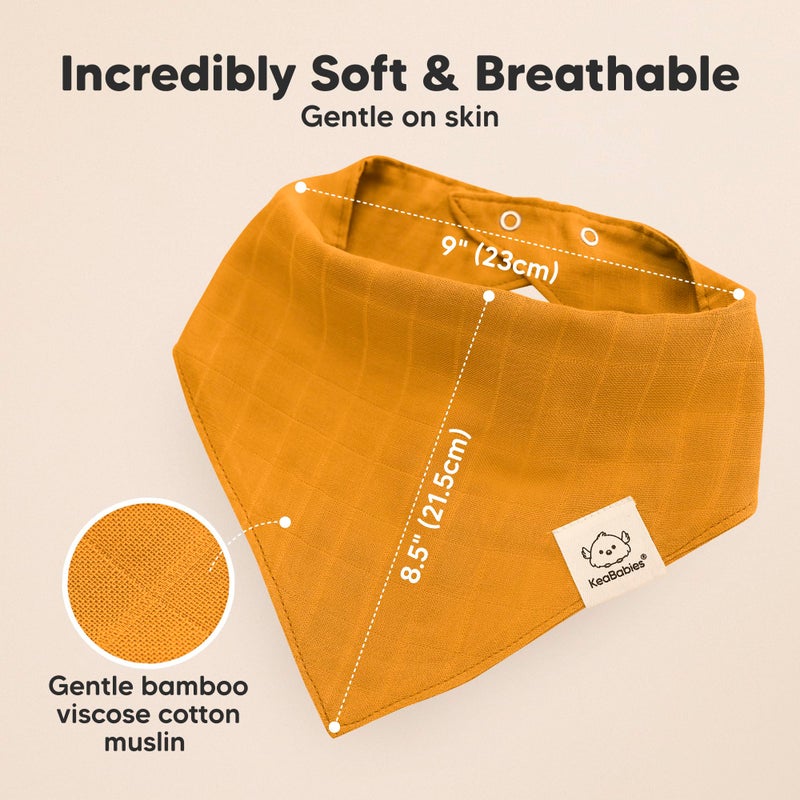 KeaBabies 8-Pack Muslin Baby Bibs for Boys, Girls - Muslin Bandana Drool Bibs for Baby Girl & Boy, Drooling Newborn, Teething Toddler, Infant 0-36 Months, 100% Cotton Extra Absorbent & Soft (Primeval) - Image 3
