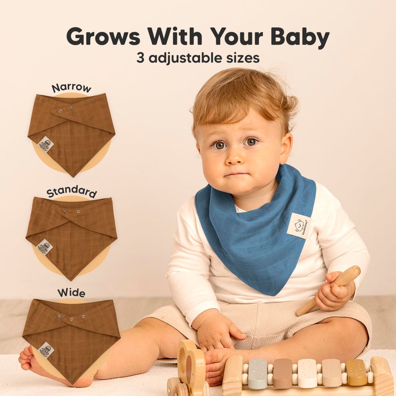 KeaBabies 8-Pack Muslin Baby Bibs for Boys, Girls - Muslin Bandana Drool Bibs for Baby Girl & Boy, Drooling Newborn, Teething Toddler, Infant 0-36 Months, 100% Cotton Extra Absorbent & Soft (Primeval) - Image 4