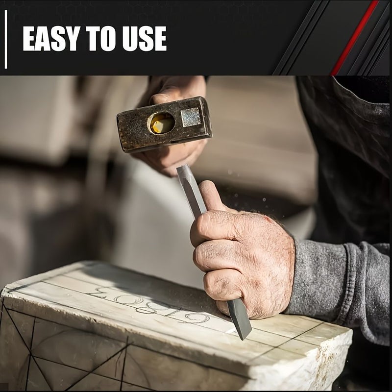 Premium 3 Piece Set Vanadium Steel Chisel Flat Spatula Chisel Masonry Chisel Drill Bit Concrete Stone Breaking Tool Hand Forge Hammer Model 2184 - Image 4