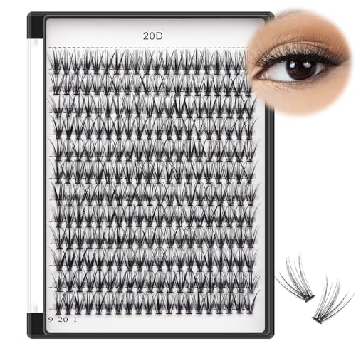 Bodermincer Black Cluster Lashes 240pcs 20D40D DIY Eyelash Extension D Curl Long Individual Lashes Mixed Tray Faux Mink Lash Clusters Extensions 822mm 20D8mm - Image 5