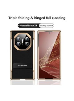 جنرال غلاف متوافق مع هاتف **Huawei Mate XT Ultimate**، يتميز بغلاف جلدي مع إطار مطلي كهربائي وحامل دوار، يقدم حماية شاملة للمفصل والعدسة بالإضافة إلى حماية مضادة للصدمات لتوفير حماية شاملة للهاتف Huawei Mate XT.  - Image 2