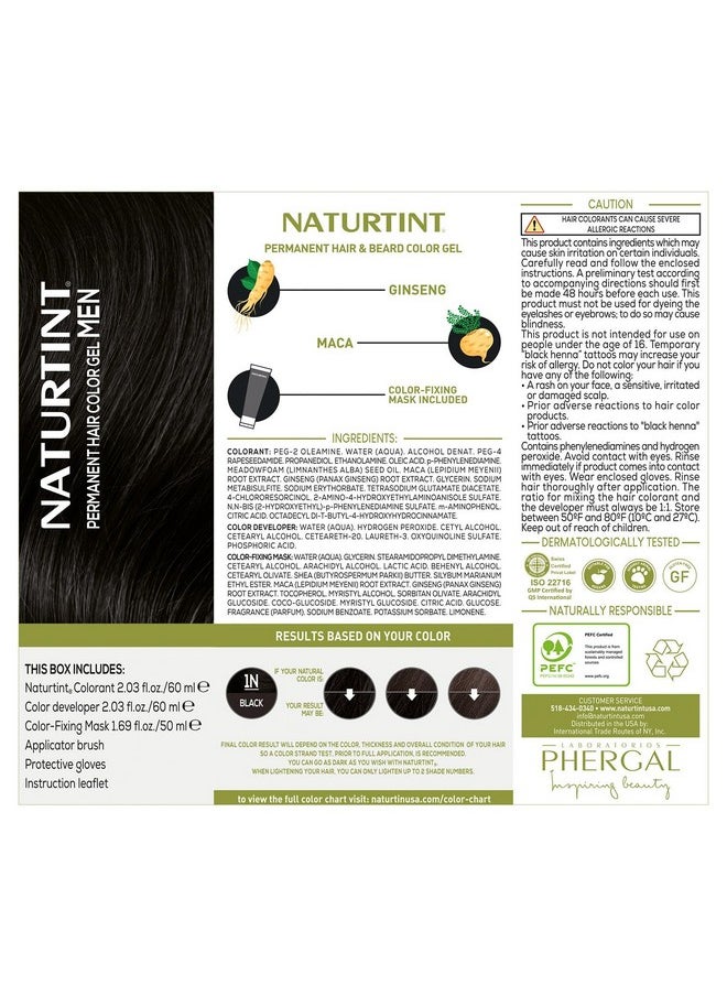 NATURTINT Mens Permanent Hair Color 1N Black For Hair Beard And Mustache (Pack Of 1) Ammonia Free Up To 100% Gray Coverage Natural Looking Long Lasting Results  - Image 4