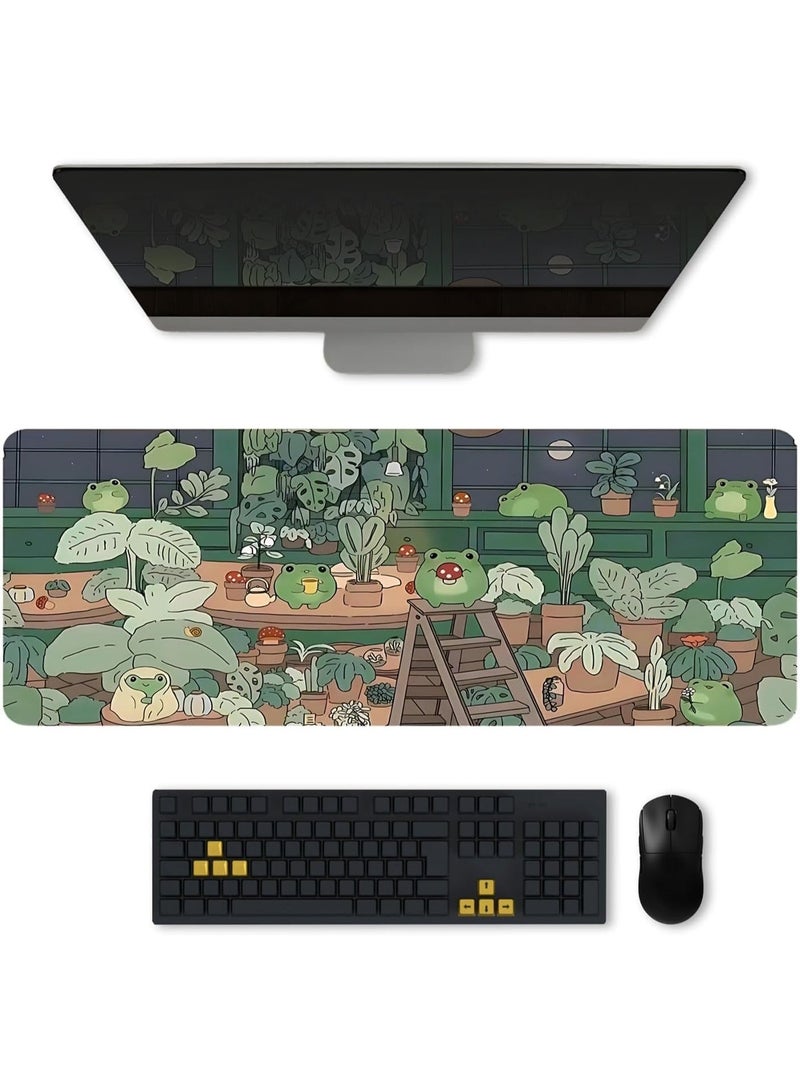 لوحة ماوس طويلة للألعاب 31.5 × 11.8 بوصة ، لوحة ماوس أنيمي موسعة ، لوحة مكتب كبيرة مع قاعدة غير انزلاق ، حصيرة لوحة مفاتيح كاملة مع حواف مخيطة للألعاب والمكتب (ضفدع لطيف) - Image 5