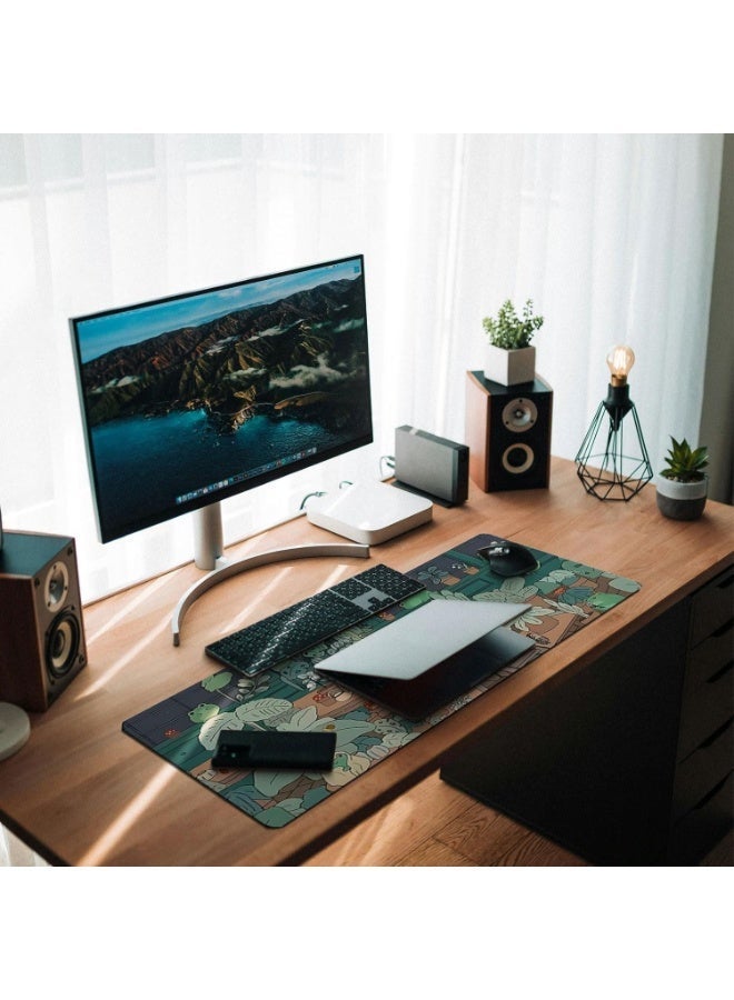 لوحة ماوس طويلة للألعاب 31.5 × 11.8 بوصة ، لوحة ماوس أنيمي موسعة ، لوحة مكتب كبيرة مع قاعدة غير انزلاق ، حصيرة لوحة مفاتيح كاملة مع حواف مخيطة للألعاب والمكتب (ضفدع لطيف) - Image 4