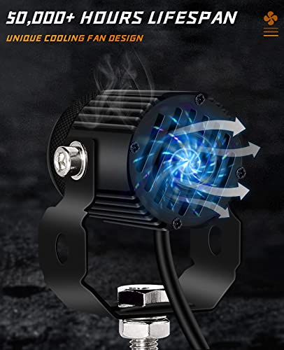 Zmoon Motorcycle LED Driving Fog Lights 60W White and Amber LED Pods Projector Lights 1.3" Aux Spotlight, Compatible with Tractor Truck ATV UTV SUV Boat etc. (2 pack) - Image 3