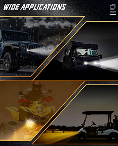 Zmoon Motorcycle LED Driving Fog Lights 60W White and Amber LED Pods Projector Lights 1.3" Aux Spotlight, Compatible with Tractor Truck ATV UTV SUV Boat etc. (2 pack) - Image 5