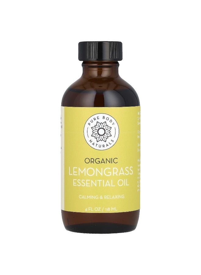 PURE BODY NATURALS Pure Body Naturals, Organic Lemongrass Essential Oil, 4 fl oz (118 ml)  - Image 1