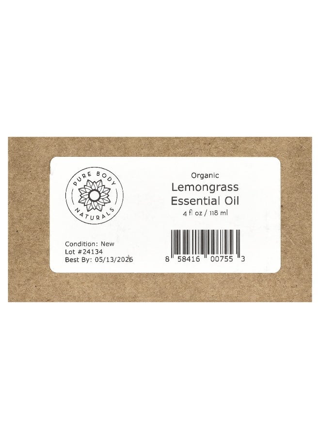 PURE BODY NATURALS Pure Body Naturals, Organic Lemongrass Essential Oil, 4 fl oz (118 ml)  - Image 3