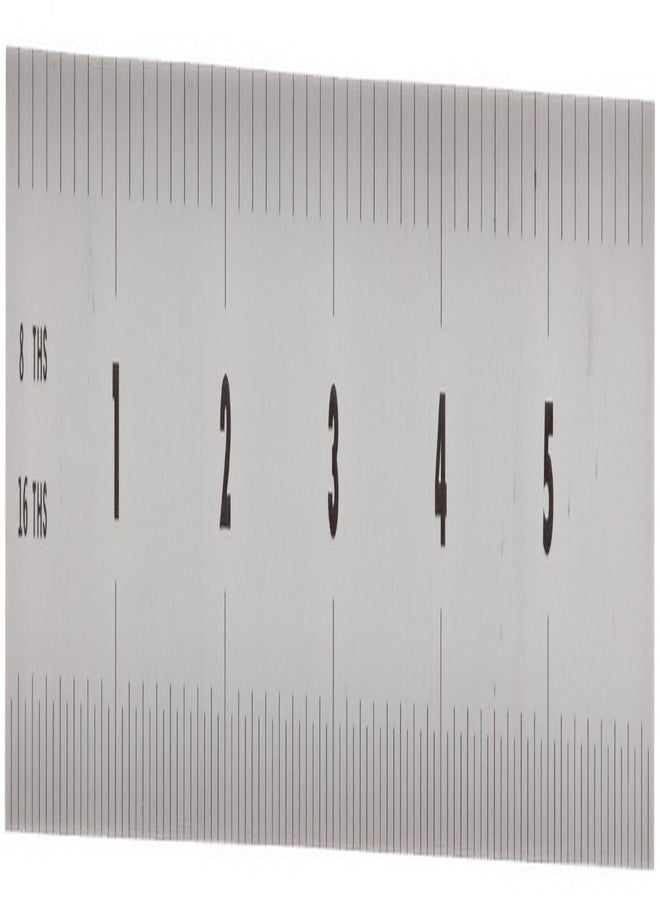 ميتوتويو Mitutoyo 182-101، مسطرة فولاذية، 6 بوصات (4R)، (1/8، 1/16، 1/32، 1/64 بوصة)، سمك 3/64 بوصة × عرض 3/4 بوصة، فولاذ مقاوم للصدأ مقسّى بلمسة نهائية من الكروم الساتان، شفاف - Image 2