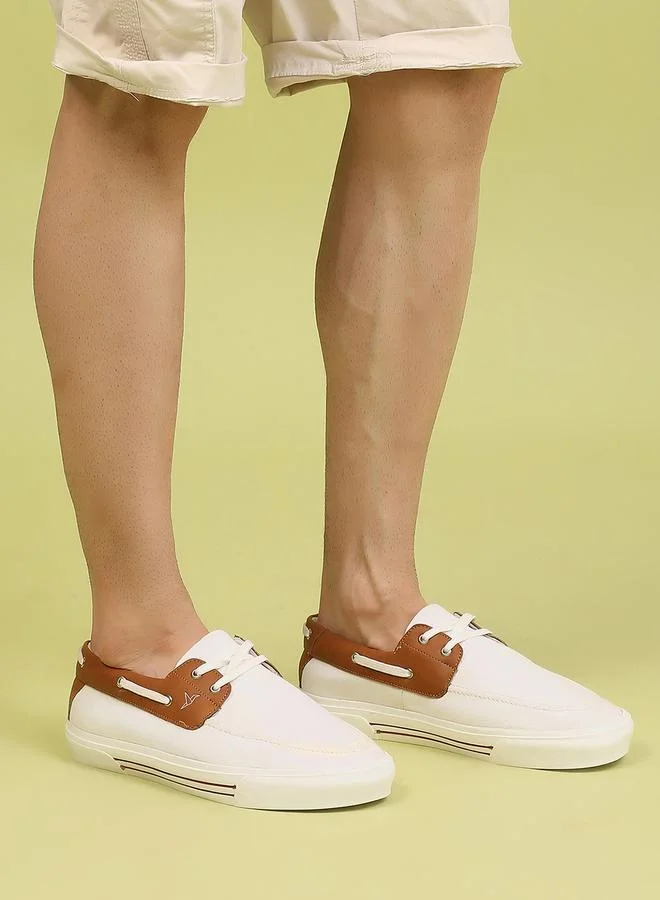 YOHO Men Low Top Canvas Boat Shoes