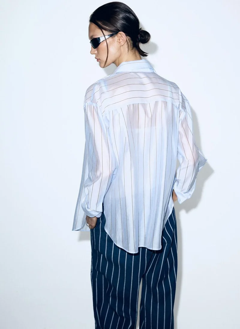 مانجو Striped lyocell shirt