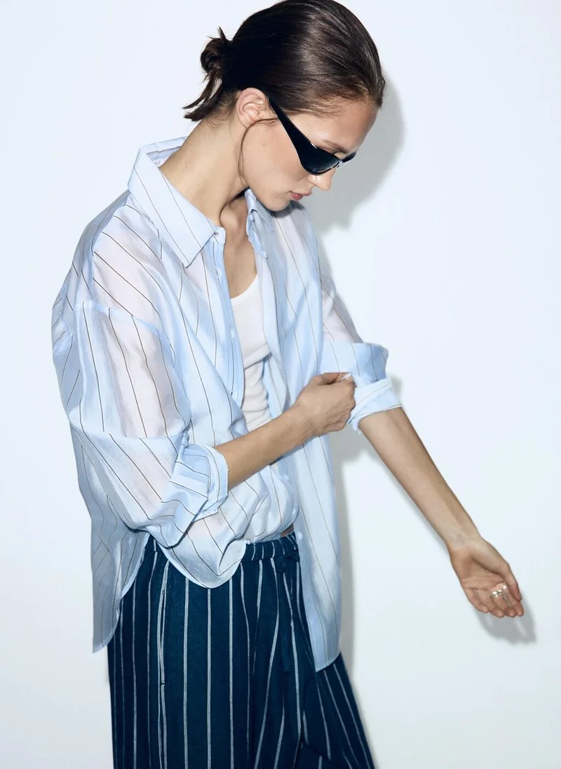 مانجو Striped lyocell shirt