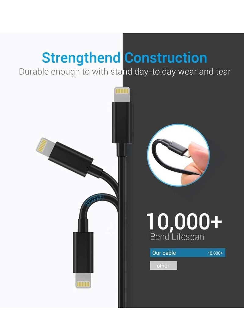 Generic - Lightning Cable Certified - iPhone Charger 3Pack 6ft Lighting to USB A Charging Cord Compatible with iPhone 14 13 12 11 Pro Max XS XR 8 Plus 7 Plus 6s Plus 5S iPad Pro and More, Black - Image 1
