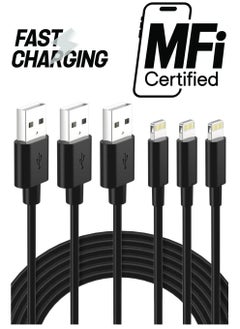 Lightning Cable Certified - iPhone Charger 3Pack 6ft Lighting to USB A Charging Cord Compatible with iPhone 14 13 12 11 Pro Max XS XR 8 Plus 7 Plus 6s Plus 5S iPad Pro and More, Black